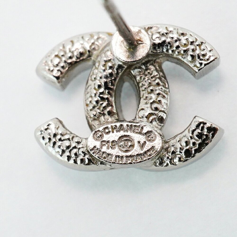 #53 CHANEL earrings Coco mark metal rhinestone silver  - AUTHENTIC - Picture 14 of 16